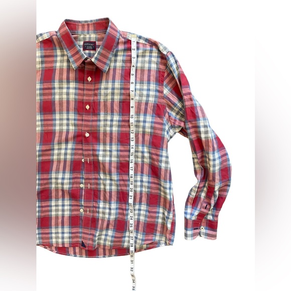 UNTUCKit Men's XL Red & Blue Plaid Long Sleeve 100% Cotton Button Up Shirt‎ - Picture 2 of 4